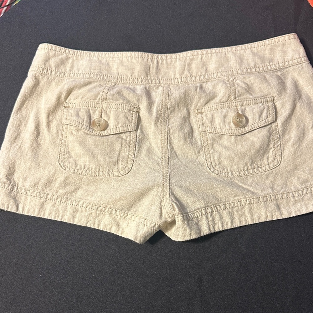 Express High Waist Cream Shorts with Button Accents - Picture 5 of 7